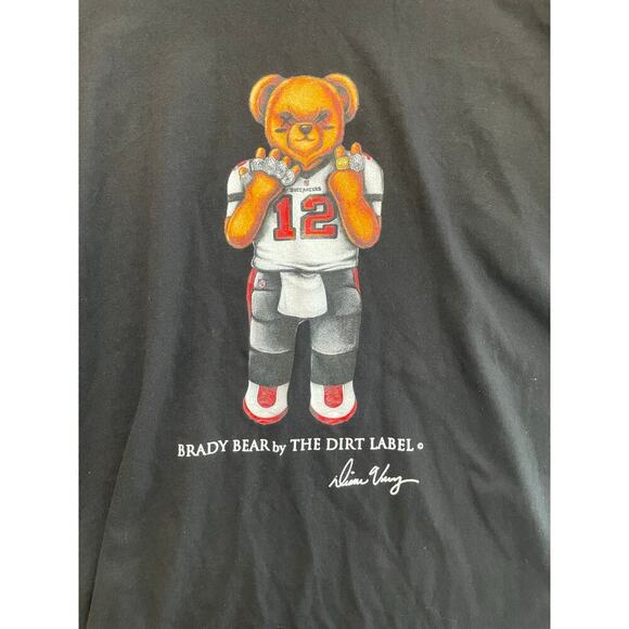TDL Men's Black Brady Bear By The Dirt Label Crew Neck T-Shirt Size Large - Picture 4 of 7